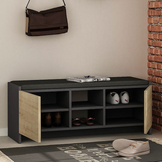 Suport pentru pantofi Zulla cu 6 Rafturi Anthracite / Natural L110xW37xH43cm
