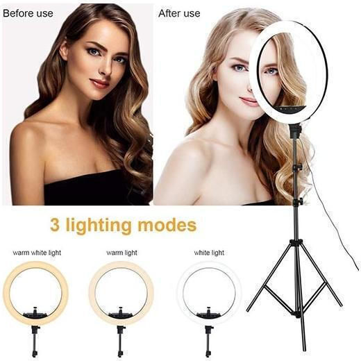 Factory CXB-460 Ring Light 43cm 3200 - 5800K with Floor Tripod and Mobile Phone Holder