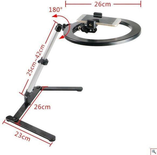 Photo Lamp Led USB Ringlicht 26cm 3200 - 6500K mit Desktop Ständer/Halterung Halterung und Halterung für Handy