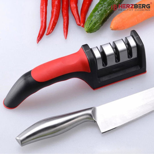 Herzberg Sturdy Handheld Knife Sharpener with 3 Levels