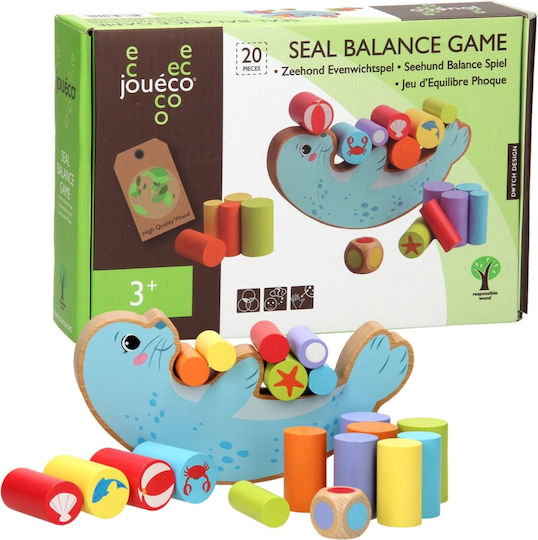 Joueco Stacking Toy Balance Game Seal made of Wood for 36++ Months