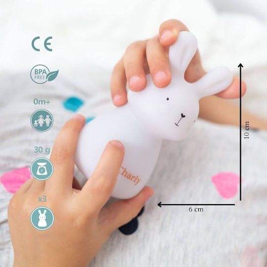 Lumini LED Lampă decorativă pentru copii Bunnies Alb 6x5x10εκ.