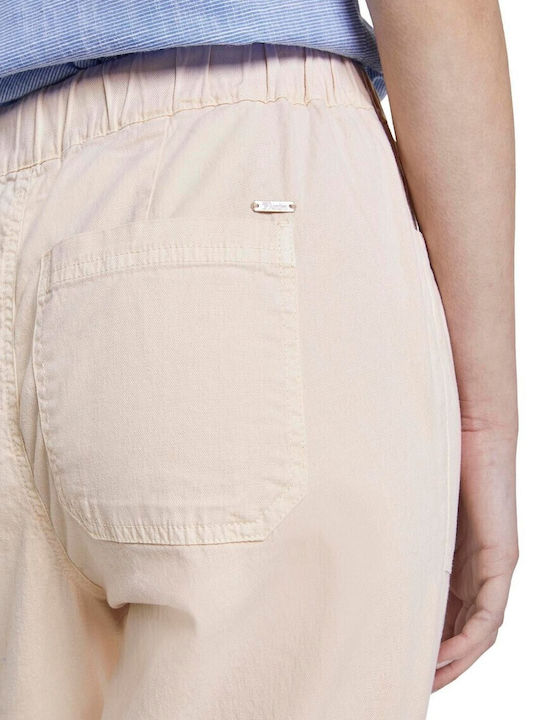 Damen Stoff Hose mit Gummizug Beige