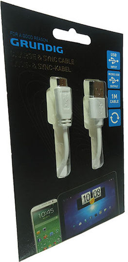 Grundig Regular USB 2.0 to micro USB Cable Λευκό 1m (86339)
