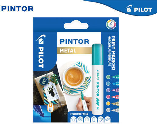 Pilot Pintor Medium Markere Permanente 1.4mm Multicolor 6buc