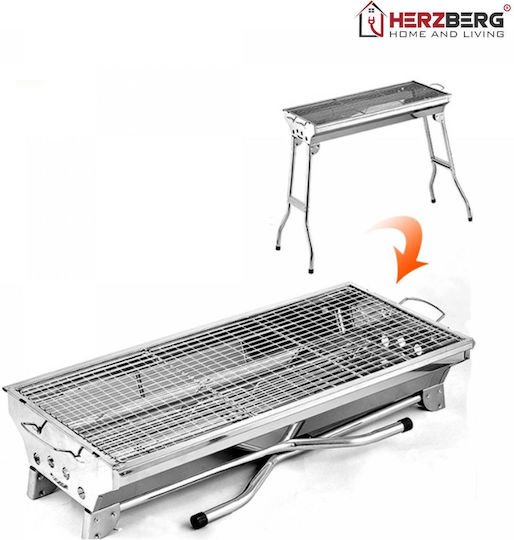 Herzberg Ανοξείδωτη Φορητή Ψησταριά Κάρβουνου 100x28εκ.