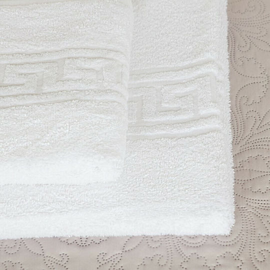 Melinen Hotel Face Towel Meander 100x50 cm 500gsm White