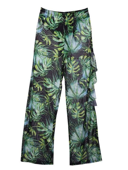 Beach Pants Transparent floral beach pants Green