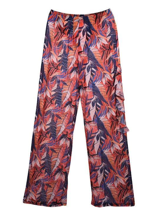 Beach pants transparent floral beach pants Red