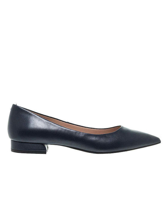 Mourtzi Leather Pointed Toe Navy Blue Low Heels 1/12800
