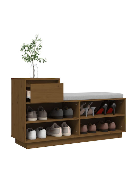 Shoe Organizer with 4 Shelves Brown Honey 110x34x61cm