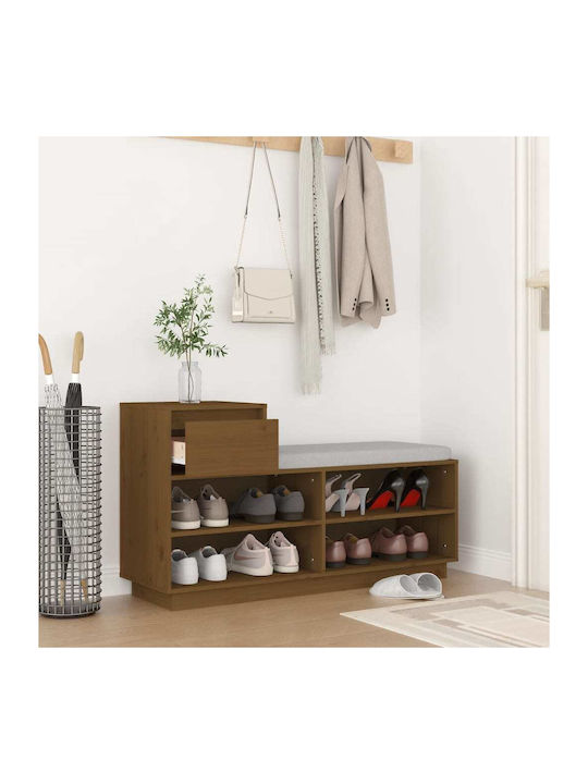 Shoe Organizer with 4 Shelves Brown Honey 110x34x61cm