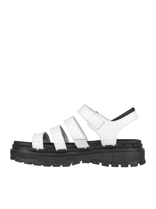 Jammers Leder Flache Damen Sandalen Flatforms Weiße
