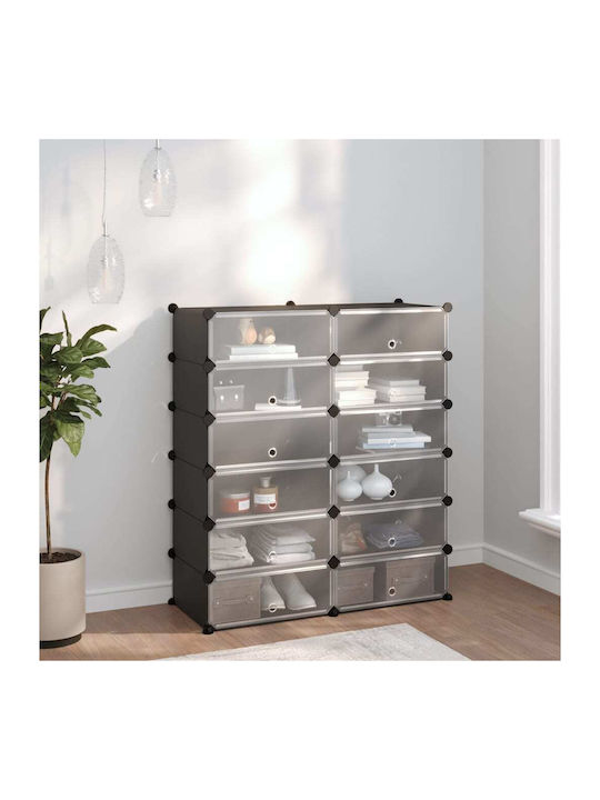 Plastic Shoe Organizer with 12 Shelves Μαύρο 94.5x36.5x106cm