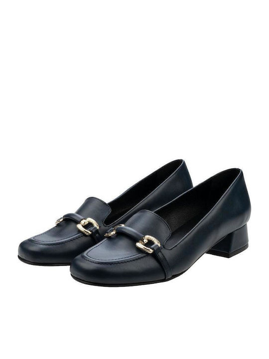 S Leder Pumps Marineblau