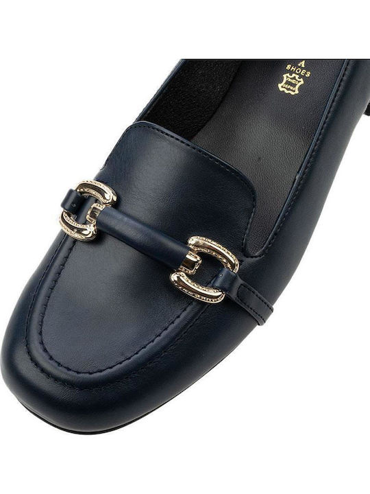 S Leder Pumps Marineblau