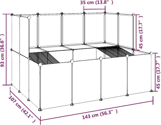 vidaXL Cușcă Pentru Rozătoare Cușcă Pentru Animale Mici 143x107x93cm