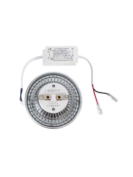 GloboStar Darko Round Metallic Ceiling Spot with Built-in LED and Natural White Light White 11.1x11.1cm