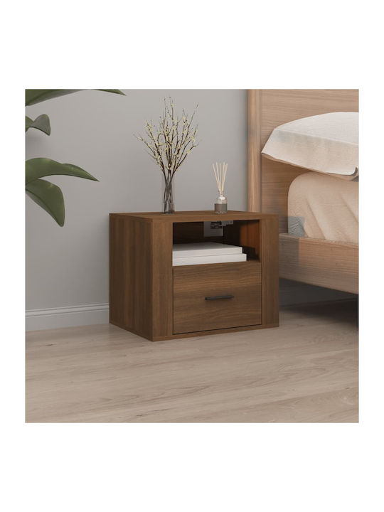 Wooden Bedside Table Καφέ Δρυς 50x36x40cm