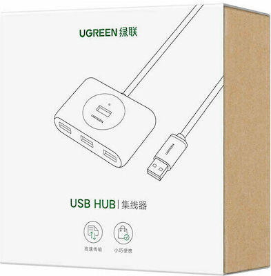 Ugreen CR113 USB 3.0 Hub 4 Porturi cu conexiune USB-A Alb (20283)