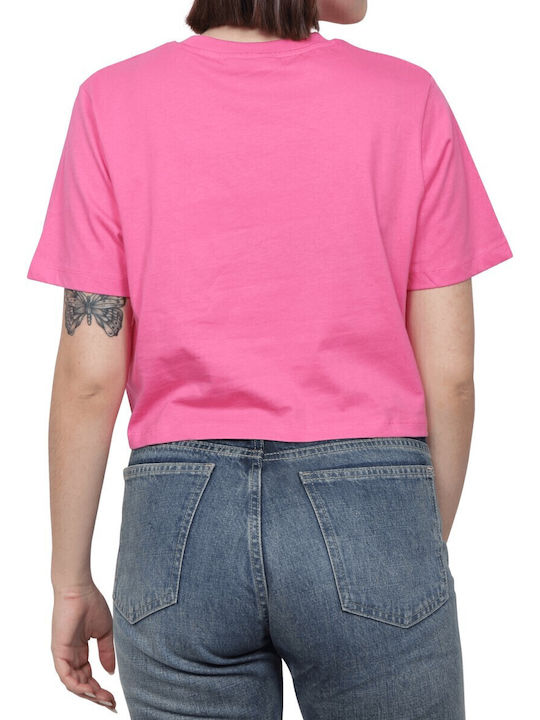 Women's Athletic Crop Top Short Sleeve Carmine Rose