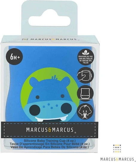 Marcus & Marcus Baby Cup Hippopotamus made of Silicone Blue 120ml for 6m+m+