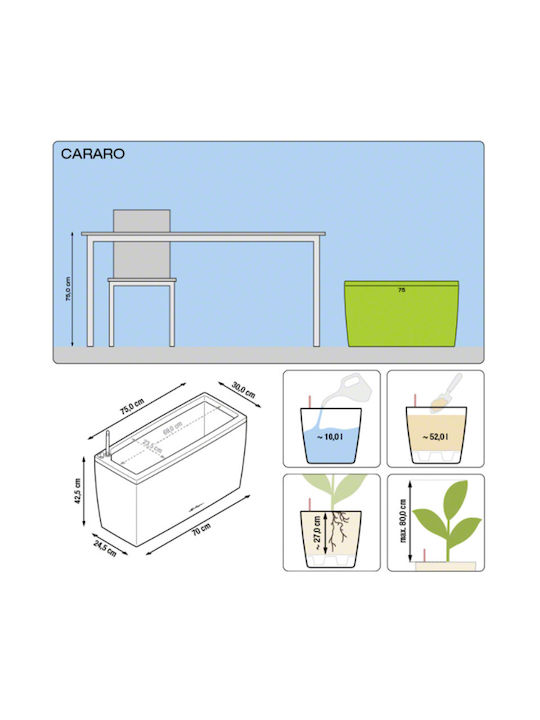 Lechuza Cararo Premium Self-watering Pot Plastic Taupe 75x30x42.5cm.