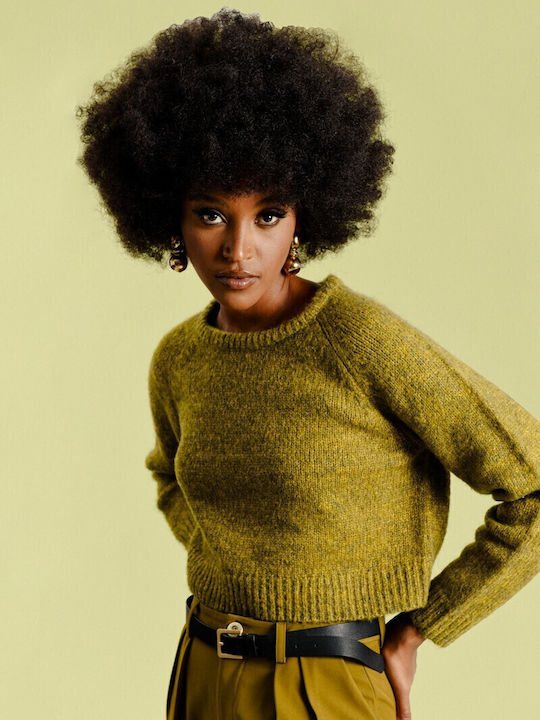 Women's Long Sleeve Crop Sweater Khaki