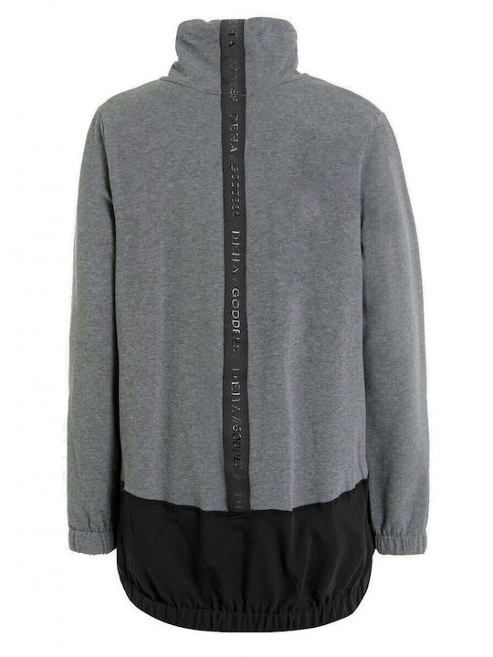 Women's Tunic Dress Long Sleeve with Zipper Gray