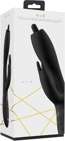 Vive Nilo Vibrator Kaninchen Pinpoint Rotierender G-Punkt Kaninchen 22cm Black
