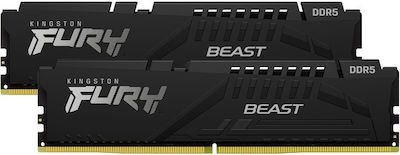 Kingston Fury Beast RGB 64GB DDR5 RAM cu 2 module (2x32GB) și Viteză 5600 pentru Desktop