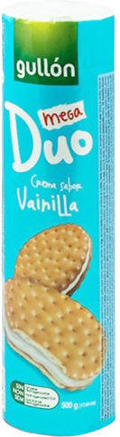 Gullon Μπισκότα Mega Duo με Γέμιση κρέμα βανίλια 500gr