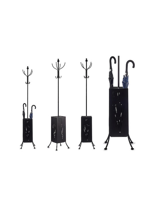 Freestanding Coat Rack Metallic Black 34x34x188cm