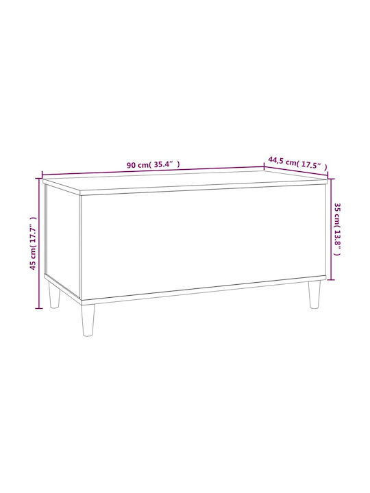Rectangular Central Wooden Coffee Table with Lifting Mechanism Sonoma M90xW44.5xH45cm