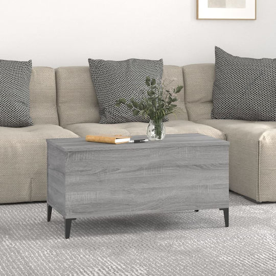 Rectangular Central Wooden Coffee Table with Lifting Mechanism Gray 90x44.5x45 cm