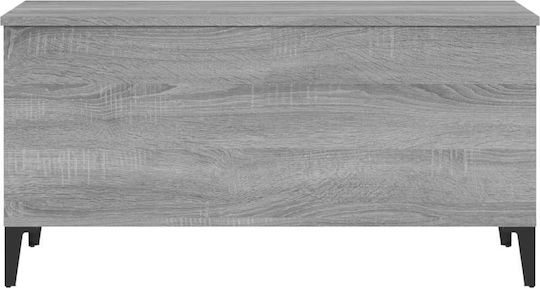 Rectangular Central Wooden Coffee Table with Lifting Mechanism Gray 90x44.5x45 cm