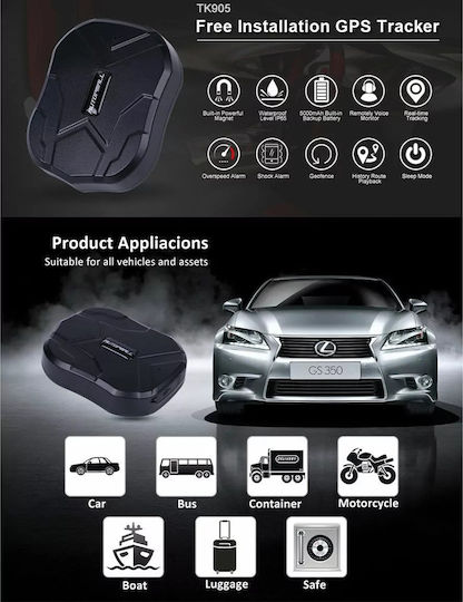 Tkstar GPS Tracker TK905B GSM / LBS για Φορτηγά / Αυτοκίνητα / Μηχανές Αδιάβροχο IP65