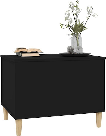 Rectangular Central Wooden Coffee Table with Lifting Mechanism Black 60x44.5x45 cm