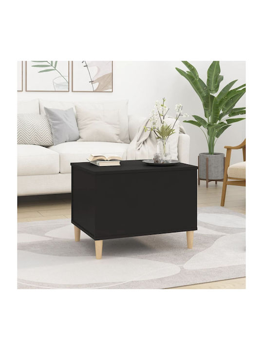 Rectangular Central Wooden Coffee Table with Lifting Mechanism Black 60x44.5x45 cm