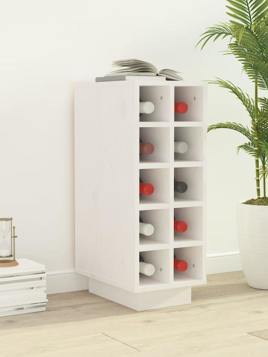 vidaXL Επιδαπέδια Μπουκαλοθήκη Ξύλινη Λευκή 23x34x61εκ.