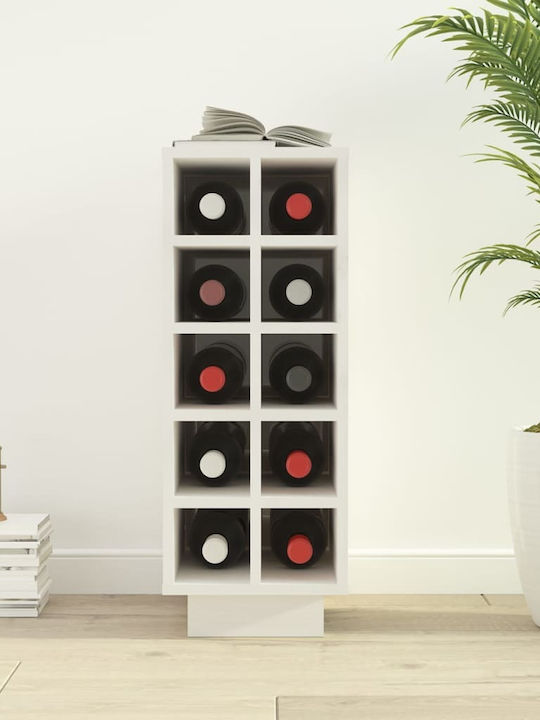 vidaXL Επιδαπέδια Μπουκαλοθήκη Ξύλινη Λευκή 23x34x61εκ.