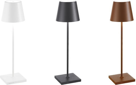 Zafferano Poldina Metal Table Lamp for Socket E27 with White Shade and Base