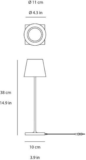 Zafferano Poldina Metal Table Lamp LED with Black Shade and Base