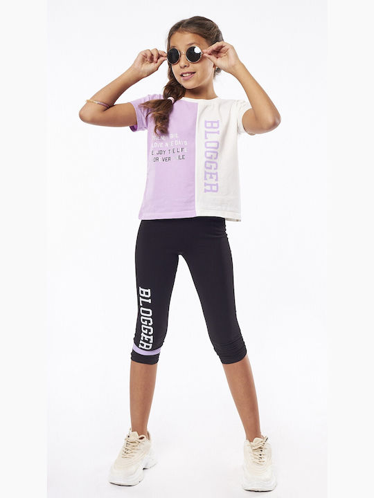 Εβίτα Kids Set with Leggings Summer 2pcs Lilac