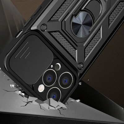 Hurtel Hybrid Armor Camshield Back Cover Πλαστικό / Σιλικόνης Ανθεκτική Navy Μπλε (iPhone 13 Pro)