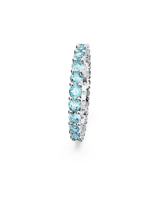 Swarovski Women's Eternity Ring Matrix Round Cut Blue with Zircon