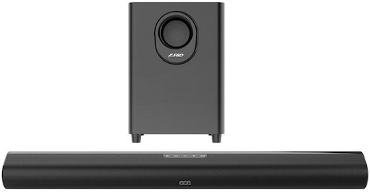 F&D HT-330 Саундбар 2.1 Bluetooth и HDMI 80W с Безжичен Субуфер и Дистанционно Черен