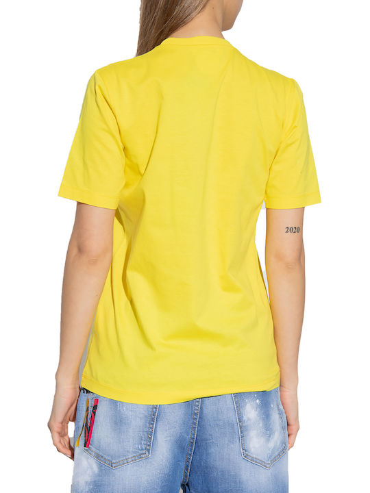 Dsquared2 Γυναικείο T-shirt Κίτρινο με Στάμπα