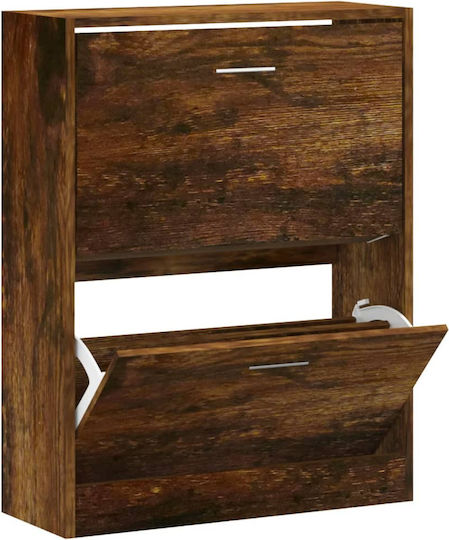 Wooden Shoe Organizer with 2 Shelves Oak 63x24x81cm