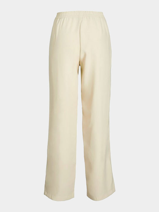 Dama Talie înaltă Tesatura Pantaloni cu Elastic Bej